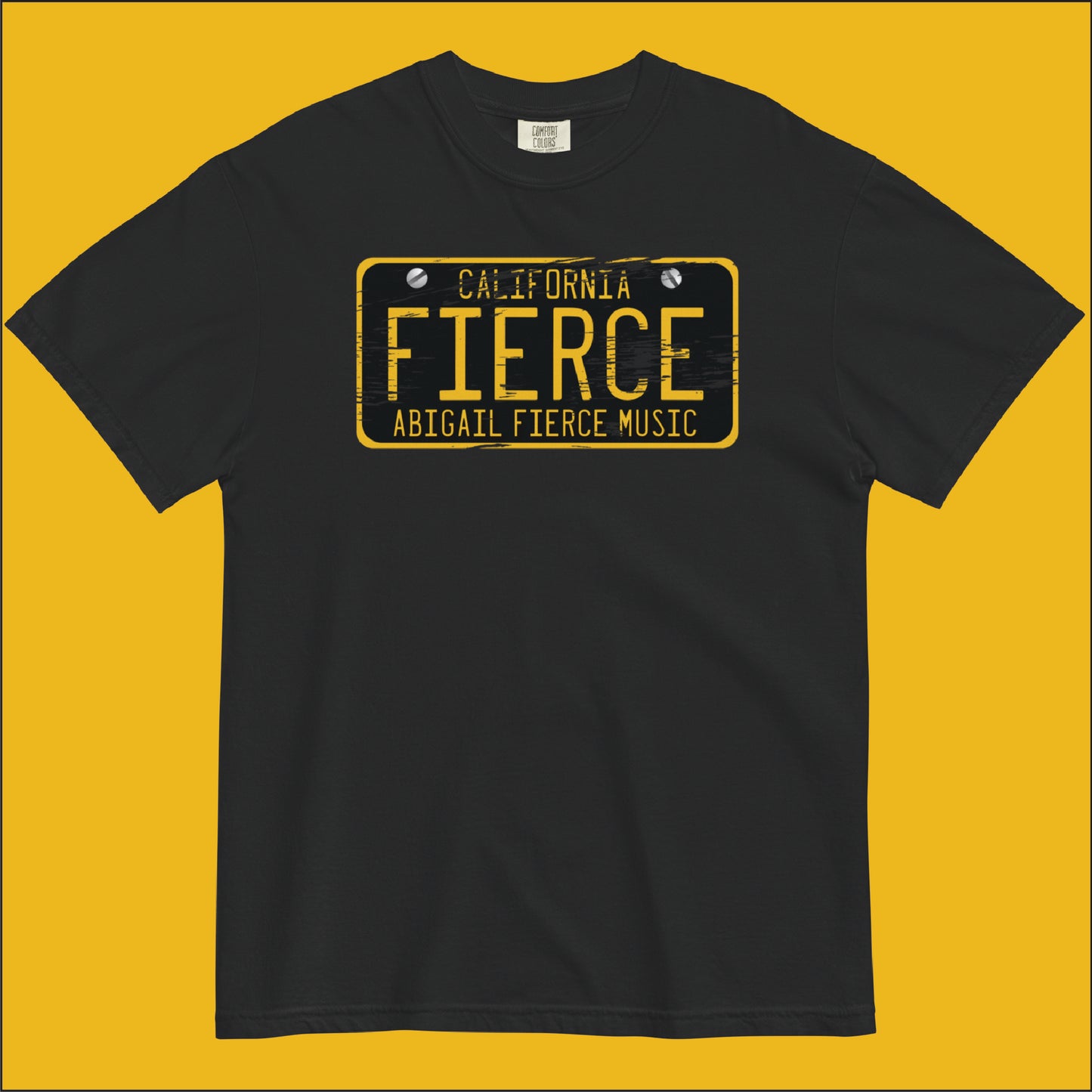 ABIGAIL FIERCE Unisex T-Shirt California License Plate BLACK & GOLD