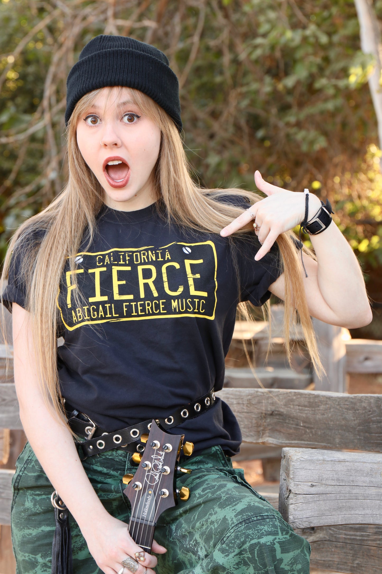 ABIGAIL FIERCE Unisex T-Shirt California License Plate BLACK & GOLD